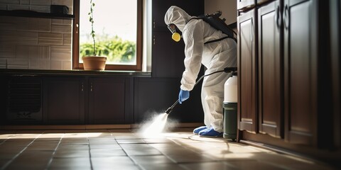 person spraying to get rid of pests